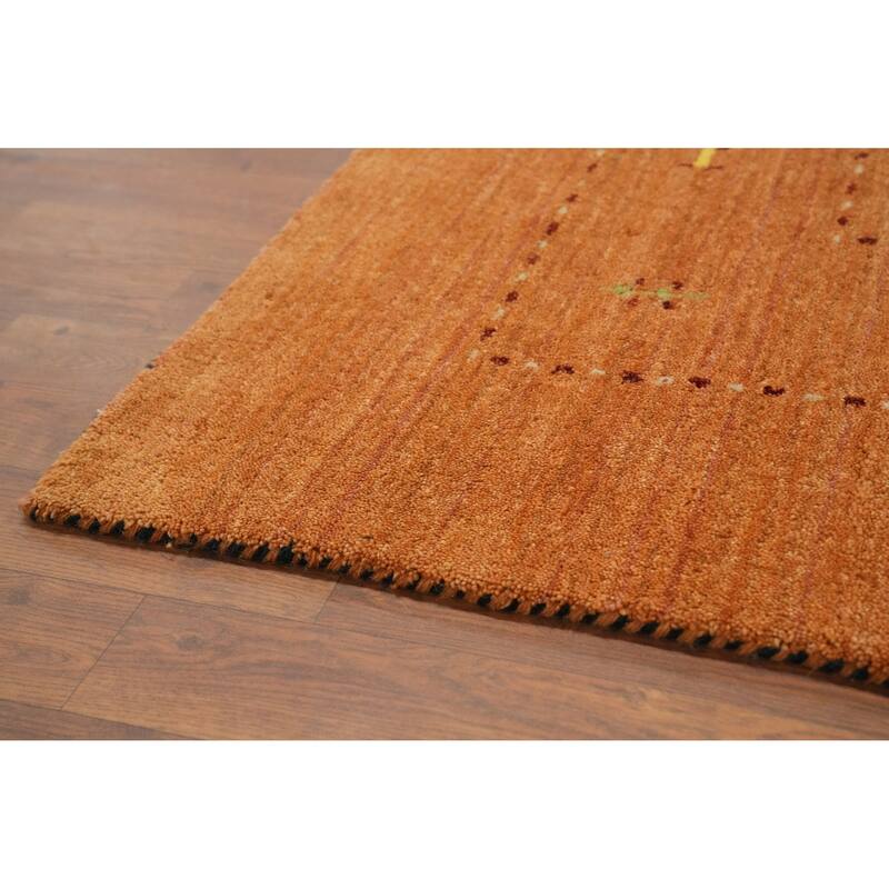 Hand Knotted Oriental 100% Wool Carpet Tribal Animal Pictorial Oranges & Rust Gabbeh Area Rug - 8' 0'' X 7' 10''