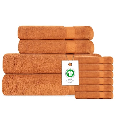 Delara Organic Cotton Luxuriously Plush Bath Towel 10 Piece Set | GOTS & OEKO-TEX Certified | 650 GSM Long Staple