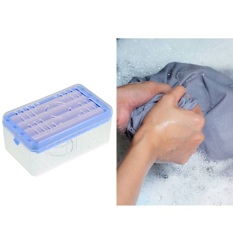 Soap Dish with Drain Multifunctional Soap Cleaning Storage Foaming Box - Blue