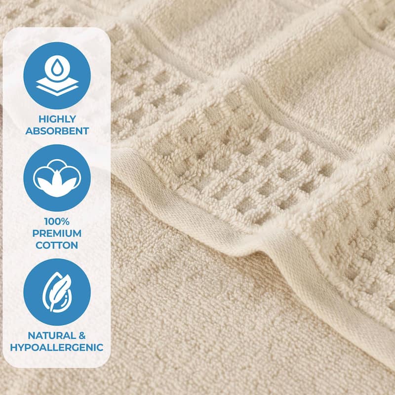 Superior Napa Zero Twist Cotton Waffle Face Towel Washcloth Set of 12