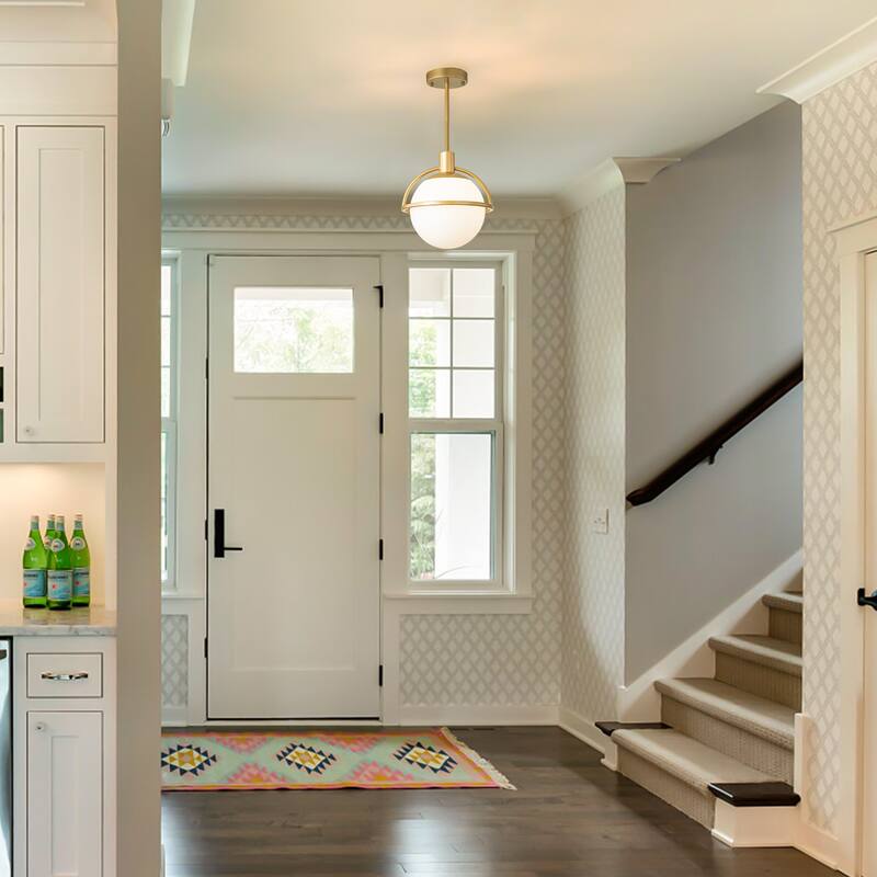 Starsky 1-Light 9in. Modern Globe Chandelier Single Frosted Glass Pendant Light