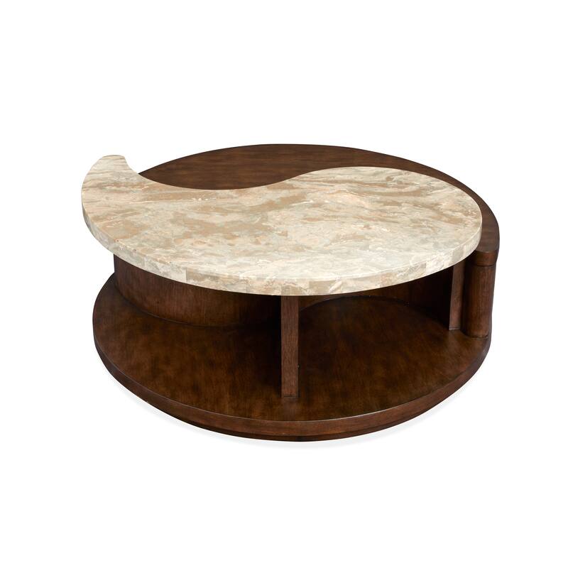 Magnussen Home Mcpherson Burnt Umber Round Cocktail Table with Casters - 40''W x 40''D x 17''H