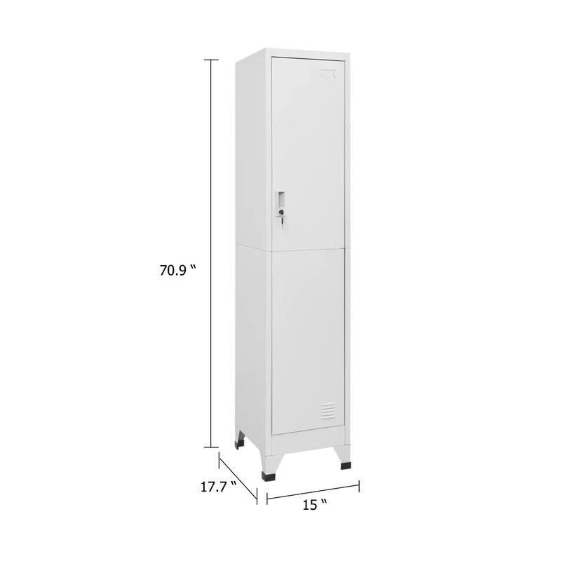 Sonia Rectangular Locker Cabinet with Shelf, Hanging Bar, Gray Steel