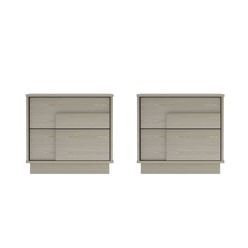 Manhattan Comfort Modern Horizon 2 Drawer Nightstand Set of 2