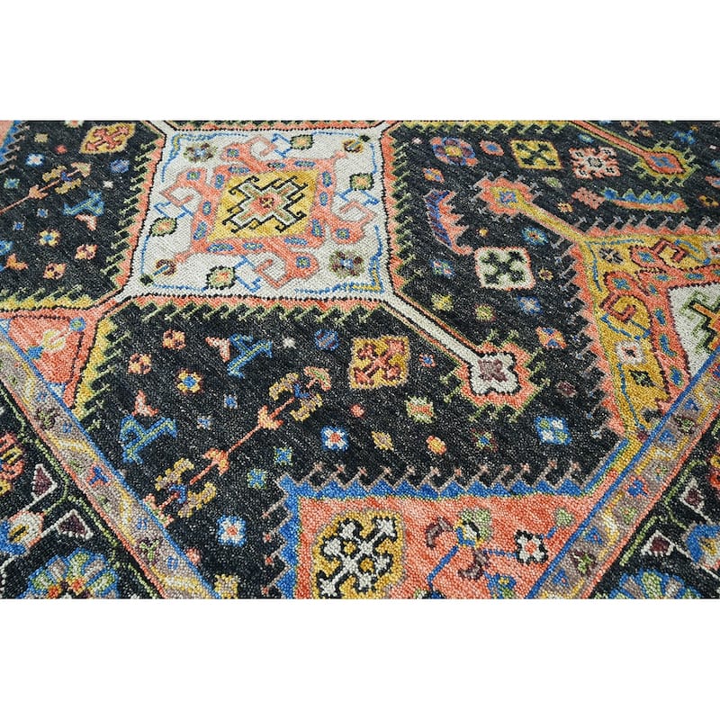 Hand Knotted Turkish Oushak Charcoal wool Arts & Craft Area Rug - 8' 11'' x 11' 11''