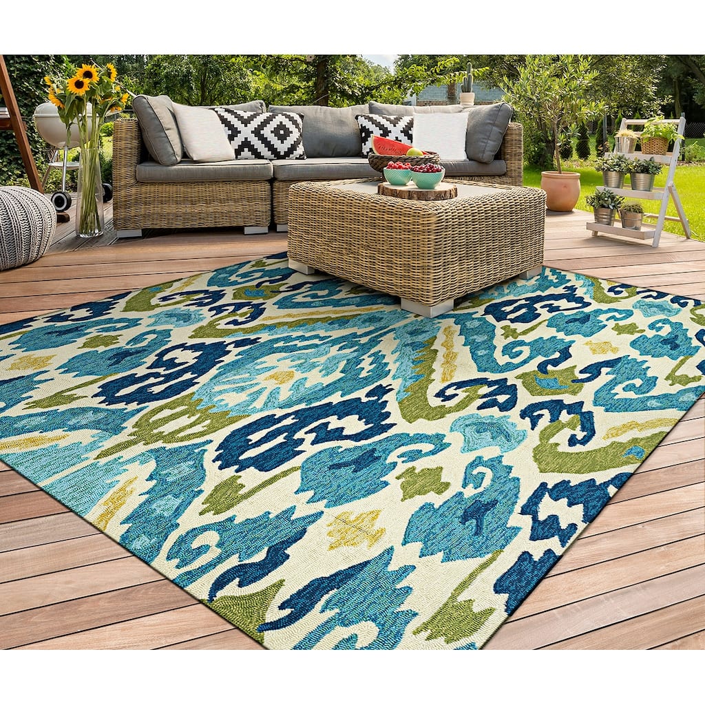 Dream Decor Rugs Miami London Blue Ivory Indoor Outdoor Area Rug
