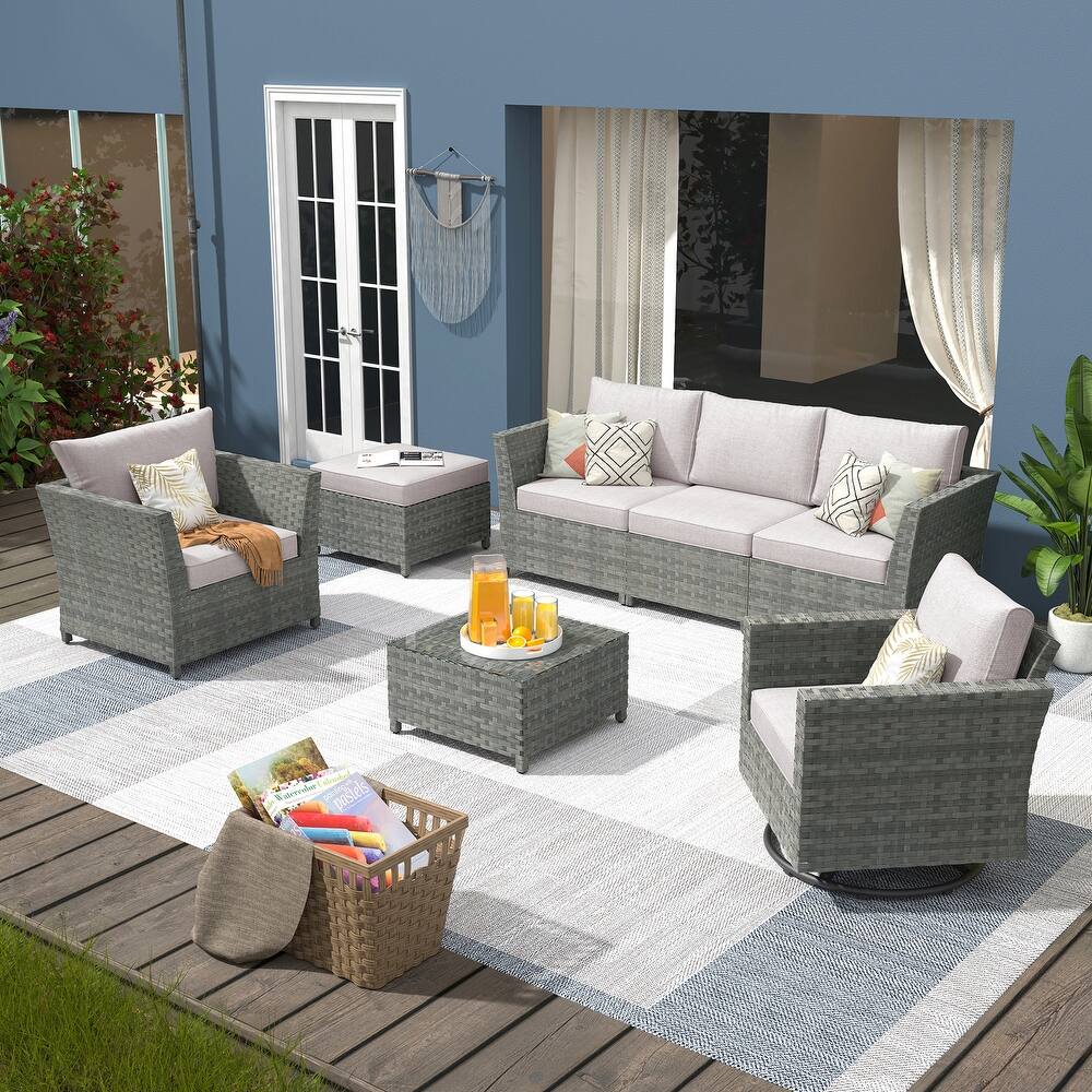 XIZZI 7-Piece Patio Wicker Furniture Conversation Set