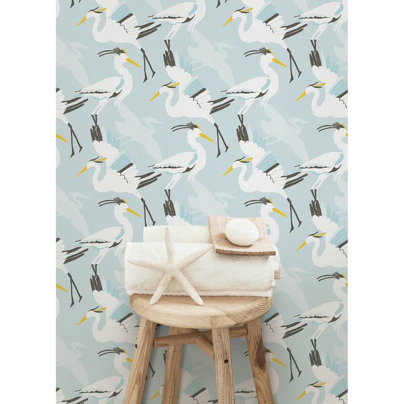 NuWallpaper Coastal Wings Blue Peel and Stick Wallpaper - N/A