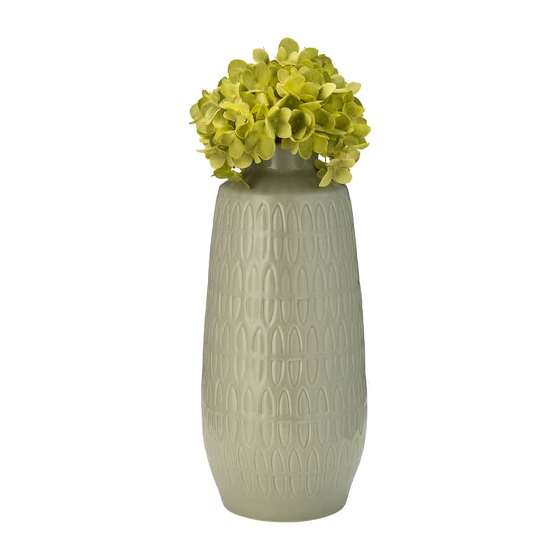 Sagebrook Home Ceramic Vase Carved Design Decorative Light Colored Table Vase for Home or Office Decor