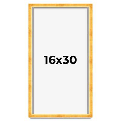 16x30 Shadow Box Frame Gold | 1.625 Inches Deep Real Wood Traditional