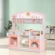 preview thumbnail 1 of 7, Double-Sided Kids Play Kitchen Set with Canopy and 2 Seats - 31" x 12" x 36" (L x W x H) Pink