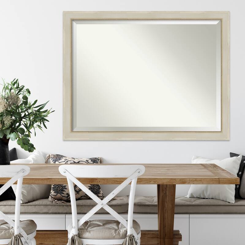 Beveled Wood Wall Mirror - Parthenon Cream Frame - Parthenon Cream