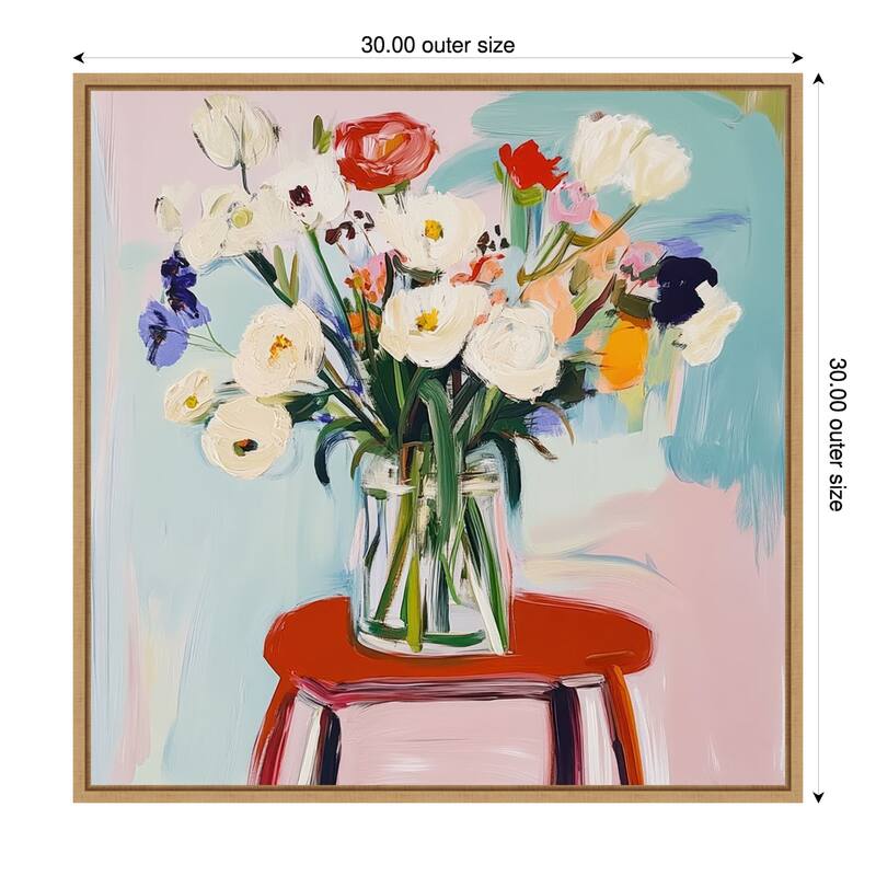 Pure Petals No. 1 by Elara Yasna Framed Canvas Wall Art Print - 30 x 30 in