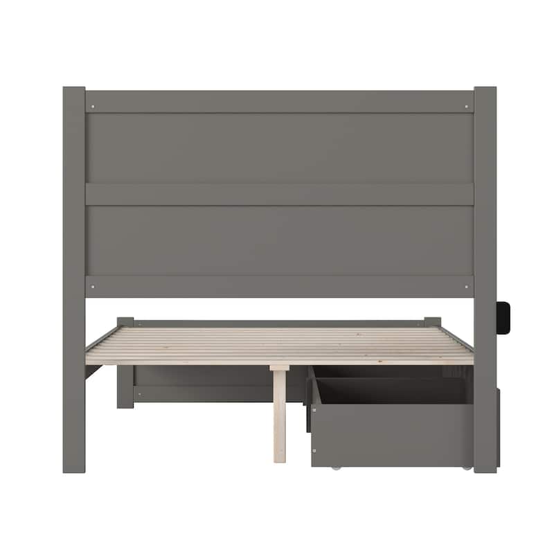 NoHo Full Bed with Footboard and 2 Drawers in Grey