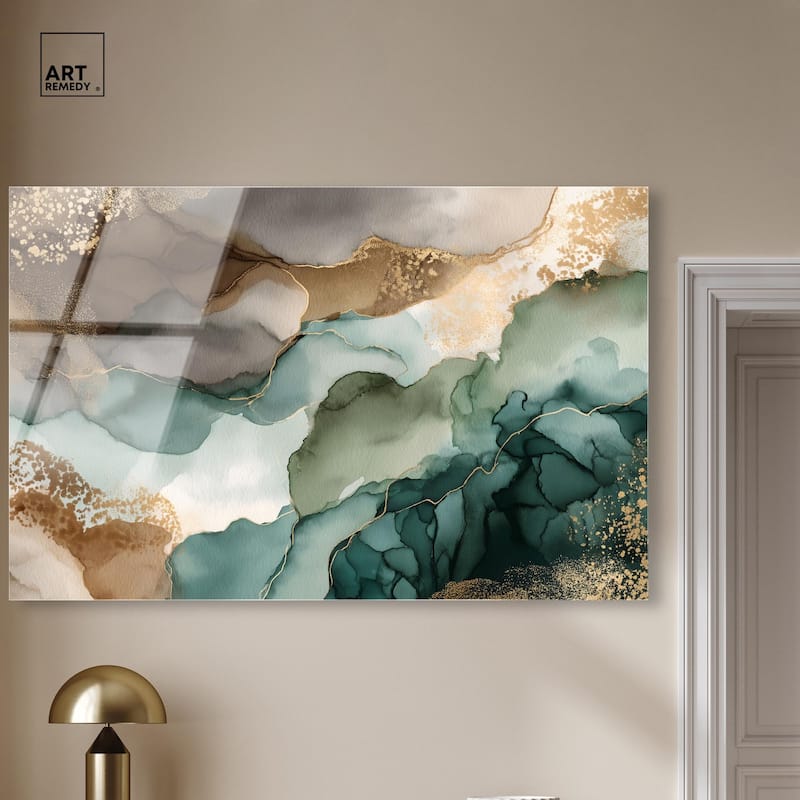 Golden Estuary I Acrylic by Art Remedy, Ready to Hang
