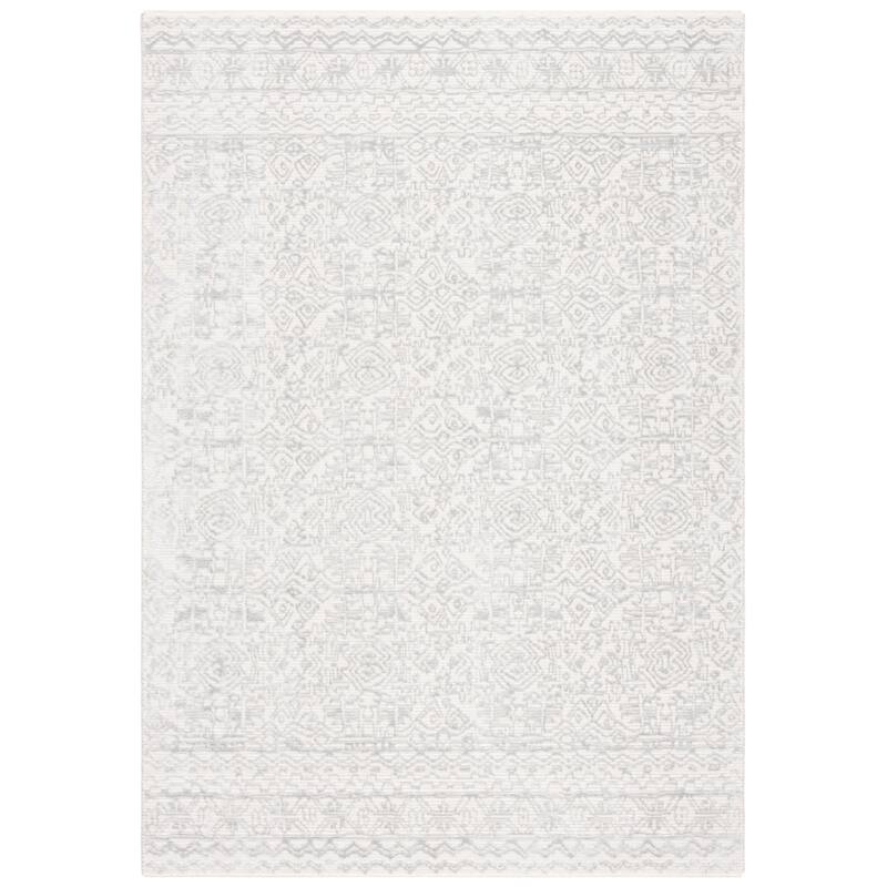 Martha Stewart by SAFAVIEH Svjetlana Modern Rug - 6'7" Square - Ivory/Light Grey