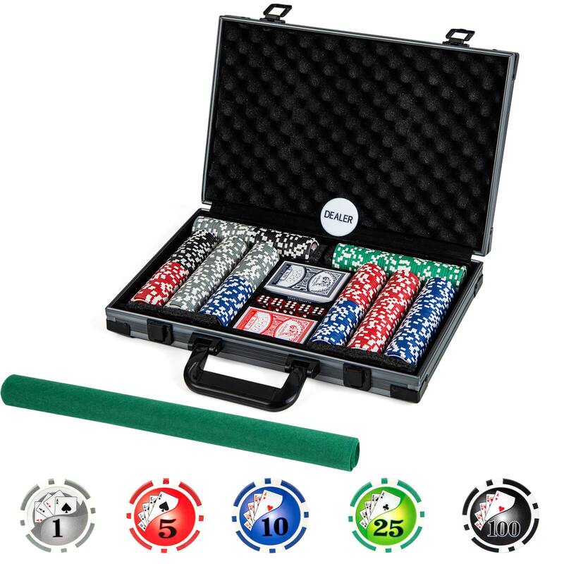 Costway Texas Holdem Poker Chip Set with 400 Pieces Chips 2 Deck of - See Details