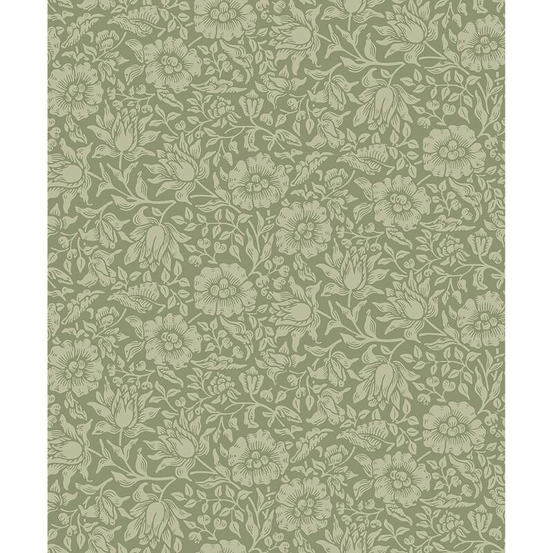 A-Street Prints Mallow Green Floral Vine Wallpaper