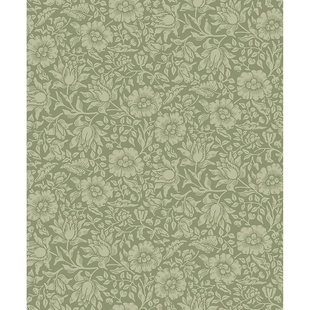 A-Street Prints Mallow Green Floral Vine Wallpaper
