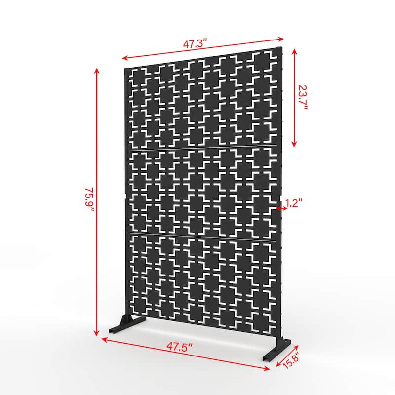 Outdoor Privacy Screen with Stand for Patio Garden Metal Fence