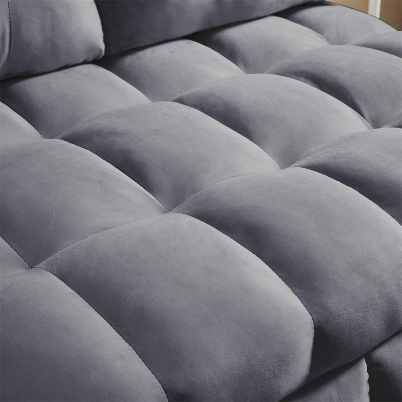 Velvet Pull Out Sofa with Removable Backrest,USB Port and Phone Stand