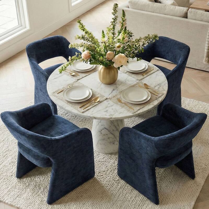 19" Seat Height Upholstered Chenille Dining Armchair (Set of 4)