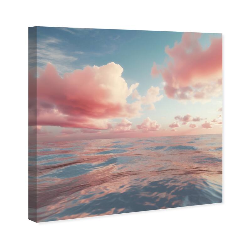 Wynwood Studio Canvas Nature and Landscape Clear Sky Blush Clouds Pink and Light Pink Nautical & Coastal Wall Art Canvas Print