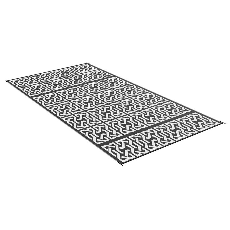 Black & White Chain Pattern Outdoor Rug Waterproof, Foldable Reversible, Portable Picnic Camping, Beach Mat with Carry Bag - 215.7" L x 107.9" W