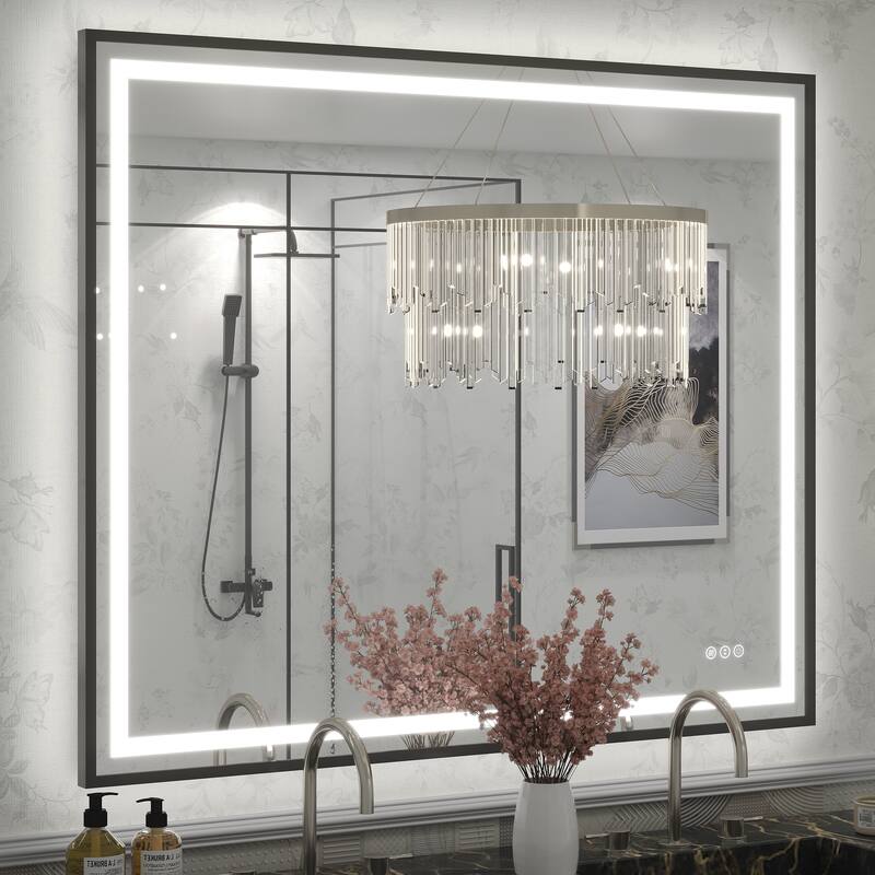 KIOTEE 24V Ultra-Bright LED Bathroom Mirror, Anti-Fog, Tempered Glass - 48x40