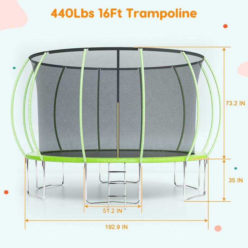 10/12/14/16 FT Outdoor Trampoline Bounce Combo W/Closure Net