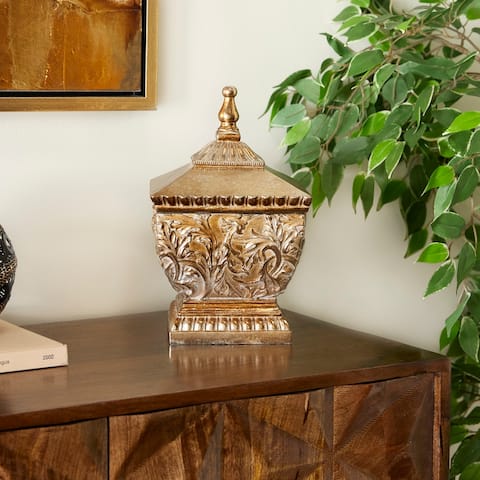 Gold Polystone Traditional Decorative Jar 12 x 8 x 8