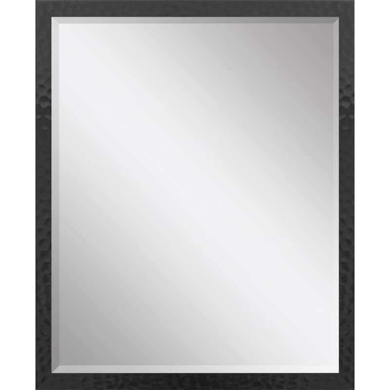 HomeRoots 30" Black Hammered Geometric Finish Framed Accent Mirror - 24.00 in. x 30.00 in. x 1.00 in.