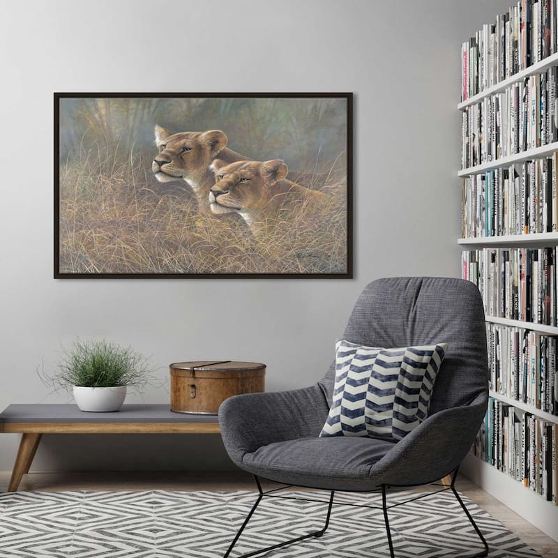 "Sisters of the Serengeti" by Ruane Manning Print on Floating Canvas