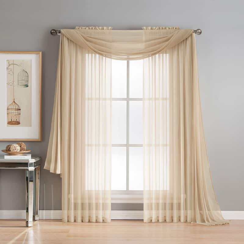 Window Elements Diamond Sheer Voile Extra Wide Curtains (Set of 2)