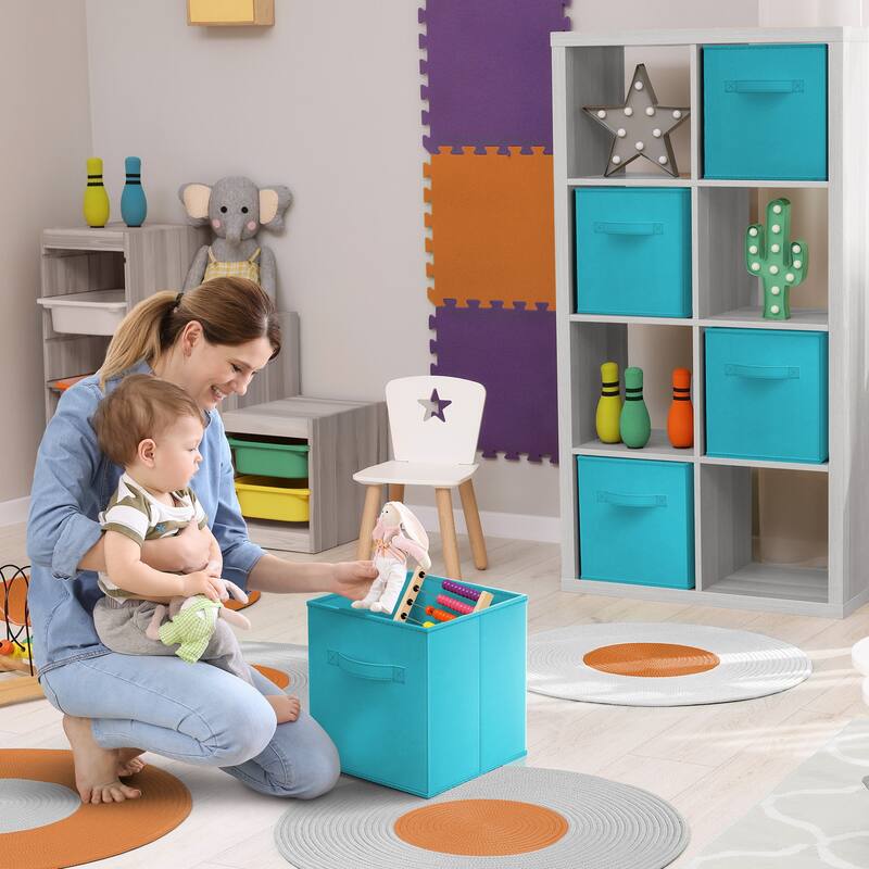 Sorbus Fabric Storage Bins 13" Foldable Cubes With Handles For Pantry, Cubbies, Toy And Closet Shelving Organization - 6Pk