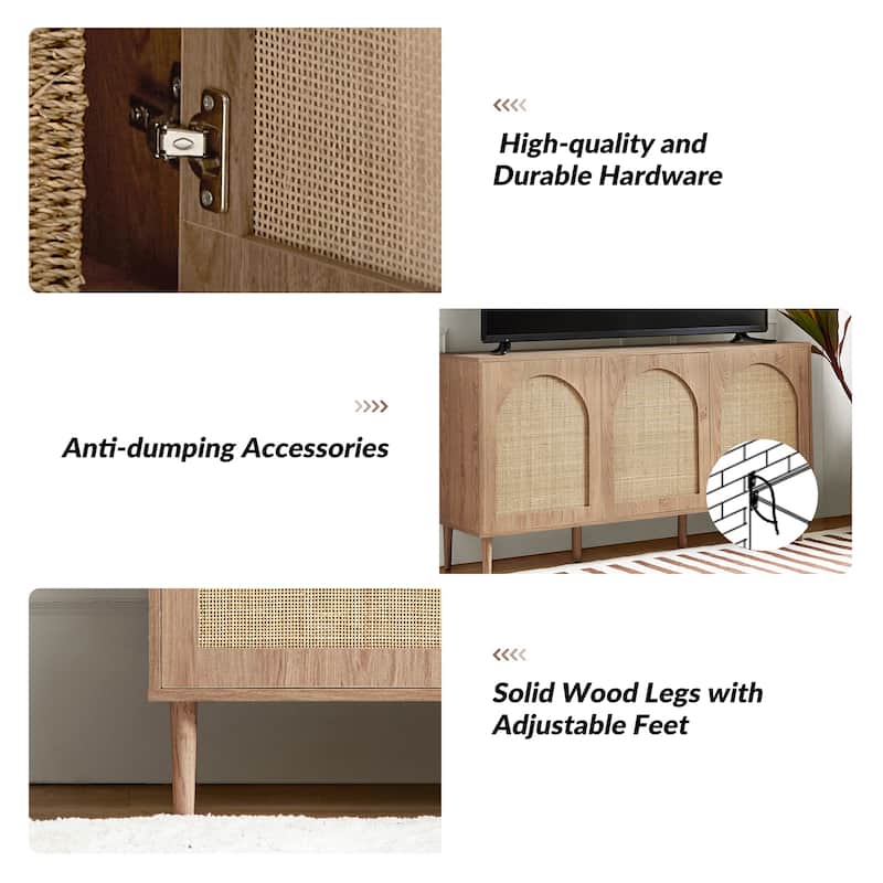 Ulysses Farmhouse Storage Rattan Sideboard with Adjustable Shelves by HULALA HOME