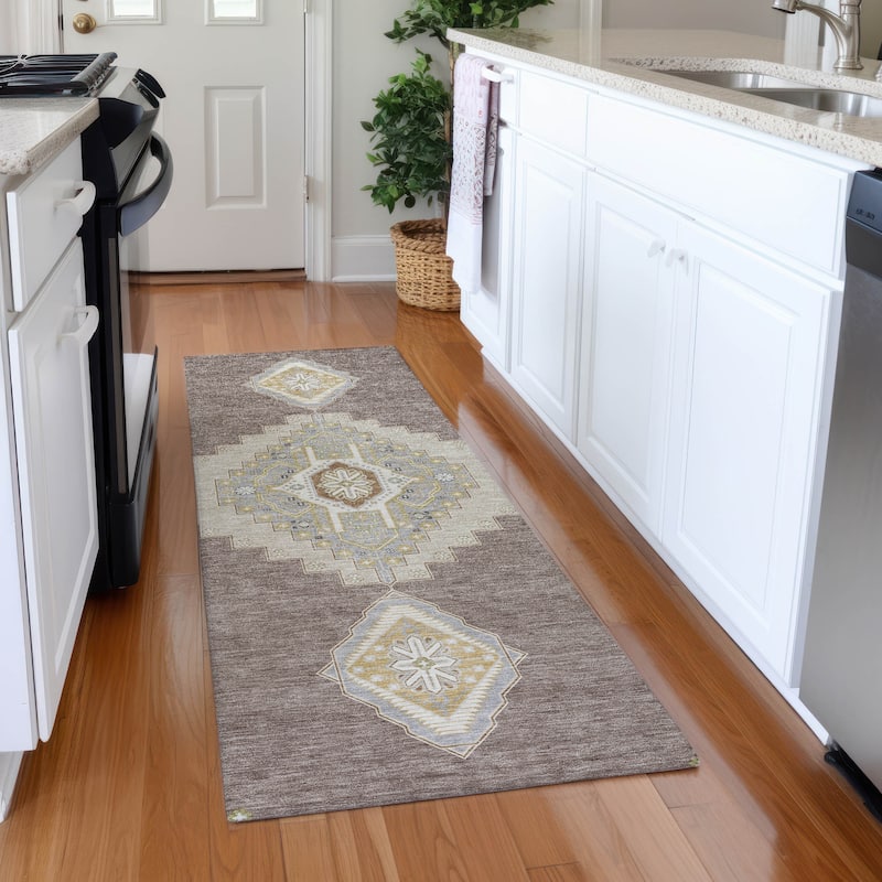 Premium Washable Super Soft Traditional Boho Mayfield Rug - Taupe - 2'3" x 7'6"