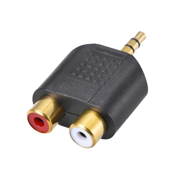 3.5mm Male to 2 RCA Female Splitter Black for Stereo Audio Video Cable Convert