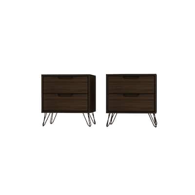 Manhattan Comfort Rockefeller 2-Drawer Nightstand (Set of 2)