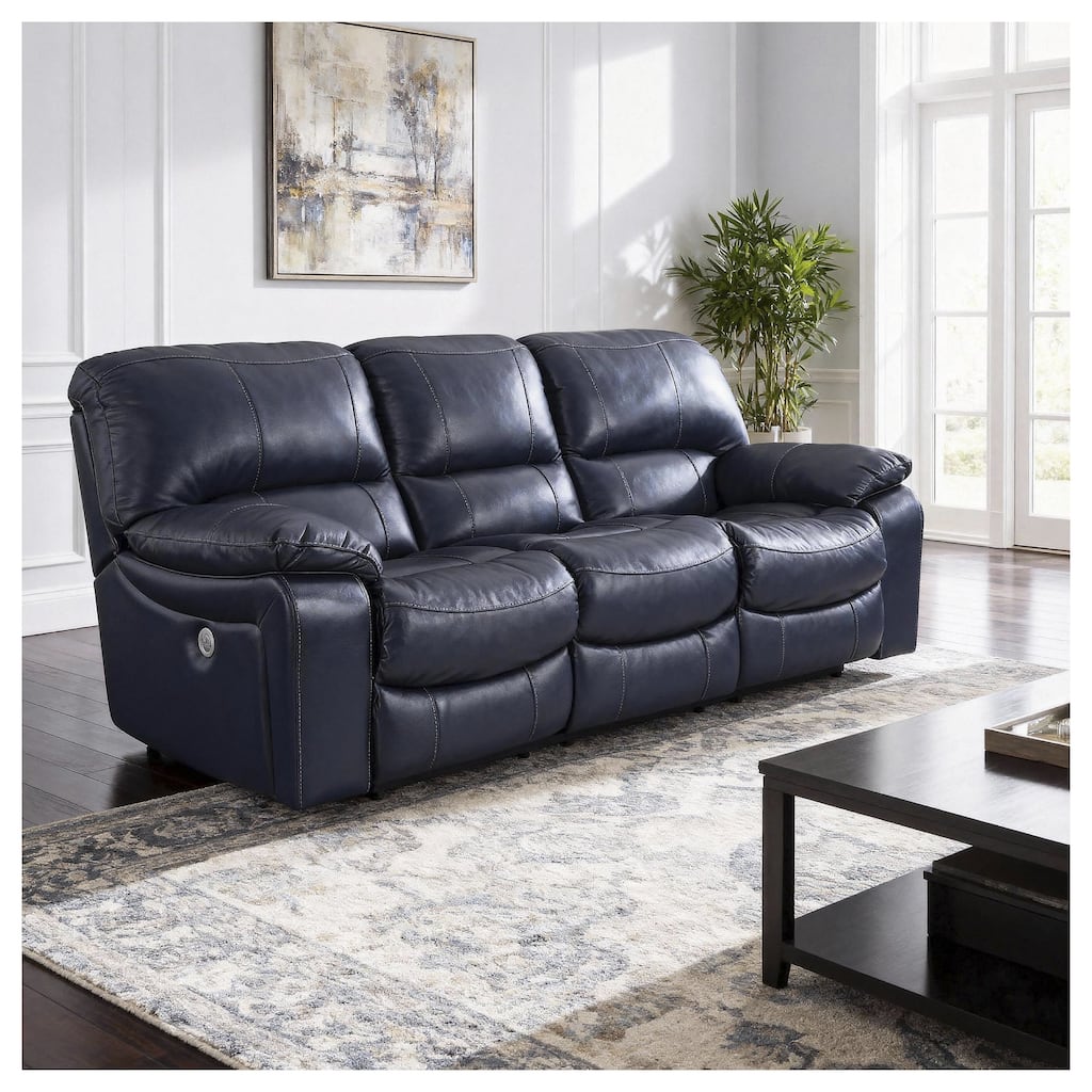 Signature Design by Ashley Leesworth Blue Power Reclining Sofa - 88"W x 41"D x 41"H