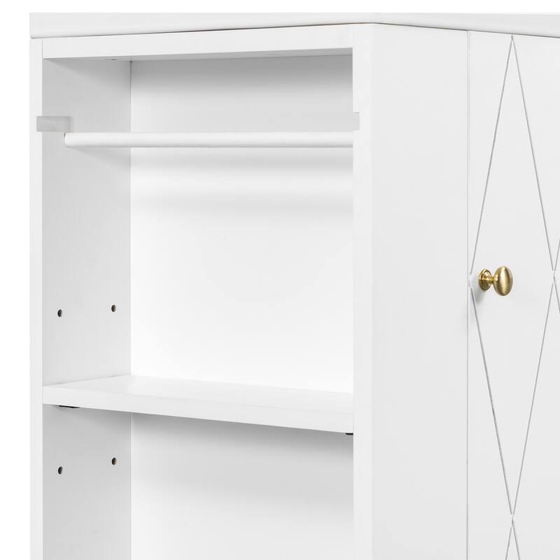 Wall-mounted Small Bathroom Vanity with Ceramic Sink, Floating Ceramic Sink Cabinet with Side Storage Shelves, 20 Inch