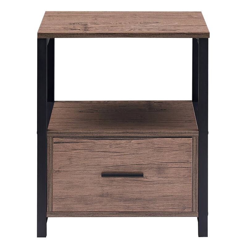 VECELO Nightstand Set of 1/2, Modern Square Side End Table, Living Room, Study Metal Frame