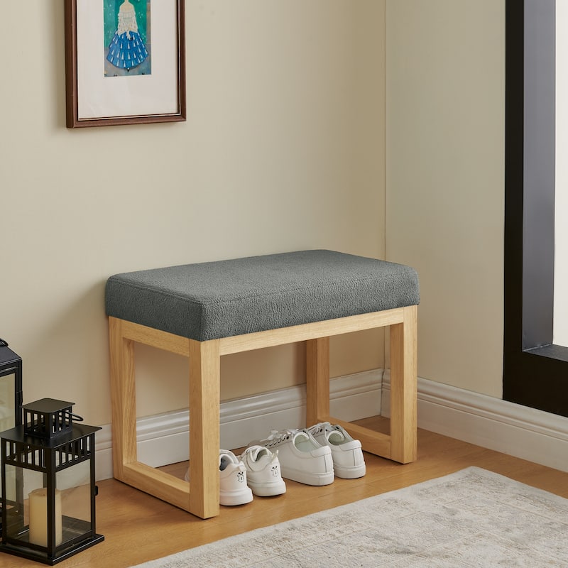 Shoe-Changing Bench, a Shoe-Changing Bench with a Wooden Frame and a Soft Cushioned Seat, Can be placed freely - Dark Gray