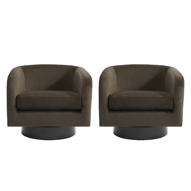 2 Set 360-Degree Swivel Round Barrel Chair Velvet Accent Chairs