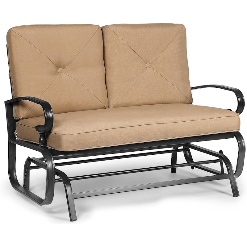 2-Person Outdoor Patio Glider Rocking Chair Cushioned Bench Loveseat