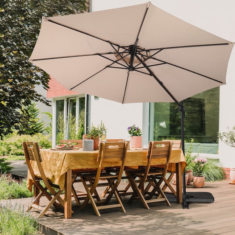 Ainfox 10 FT Aluminum Offset Outdoor Cantilever Umbrella with 360-degree Rotation
