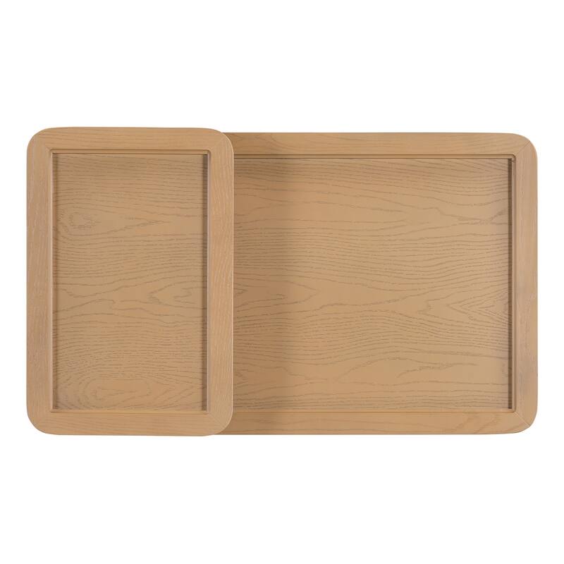 Modern 2-Piece Nesting Coffee Table Set with Rattan and MDF in Natural Finish – Versatile Living Room Storage