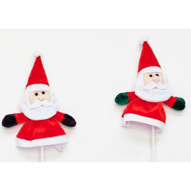 5" Christmas Santa on 12" Pick, 2 Assorted, Set of 6 - 5