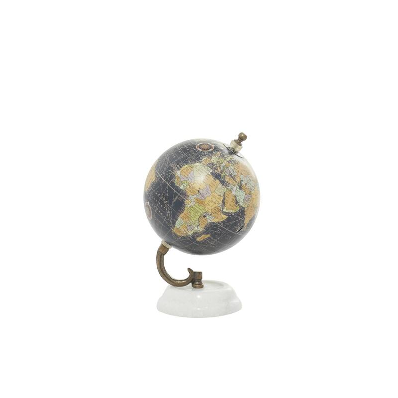 Marble Globe with Marble Base - Teal or Black - Roche River Decor - Black - 5"W, 8"H