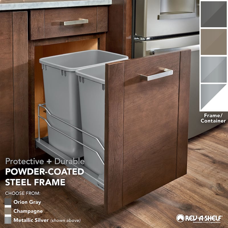 Rev-A-Shelf Double Pullout Trash Cans 50 qt. with Soft-close, 53WC-2150SCDM-211